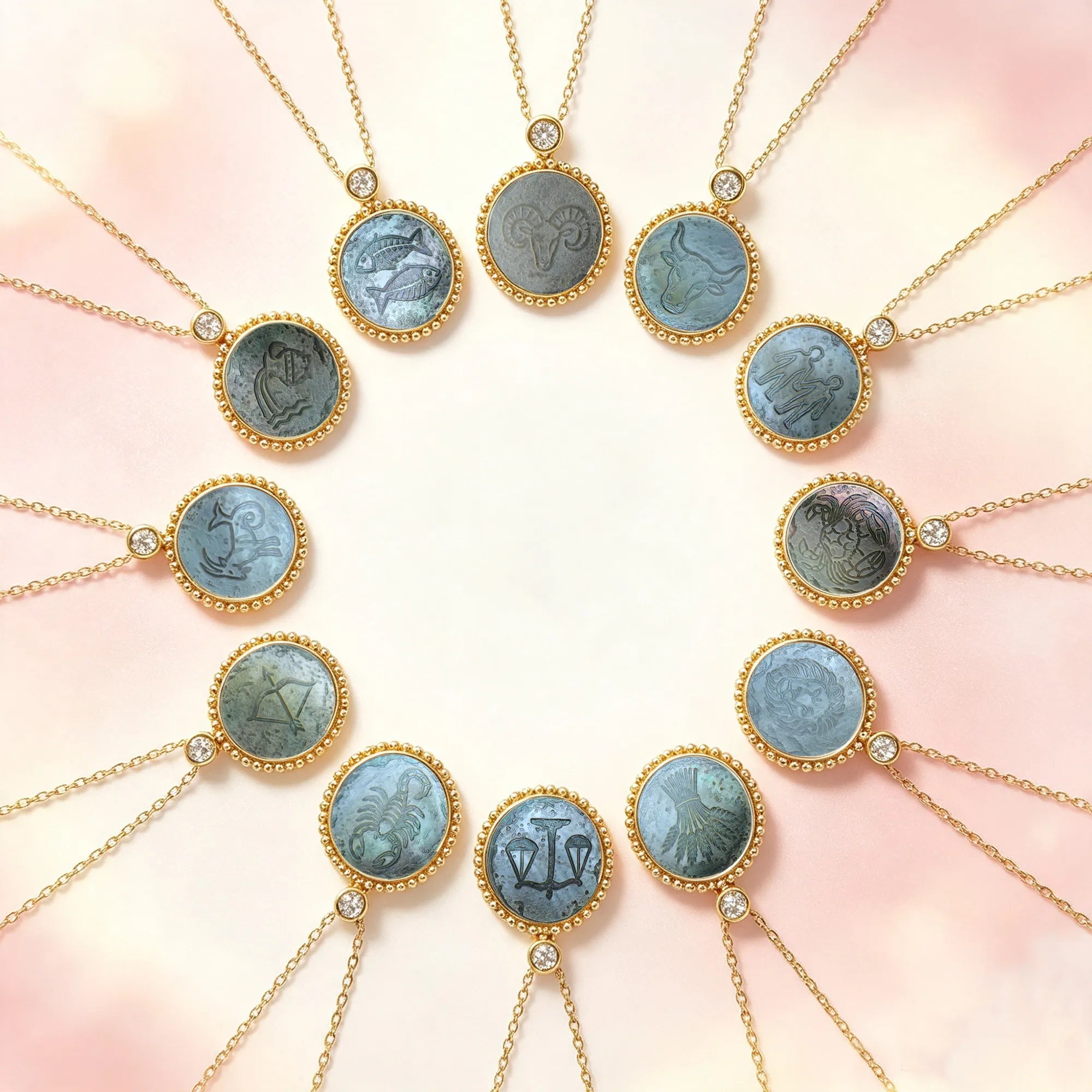 Archaeological Style Zodiac Necklace-Beaded