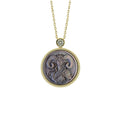 Aries zodiac cameo necklace featuring black and white natural mother-of-pearl relief carving with Greek goddess inspired pendant design by OceanCarvingLab