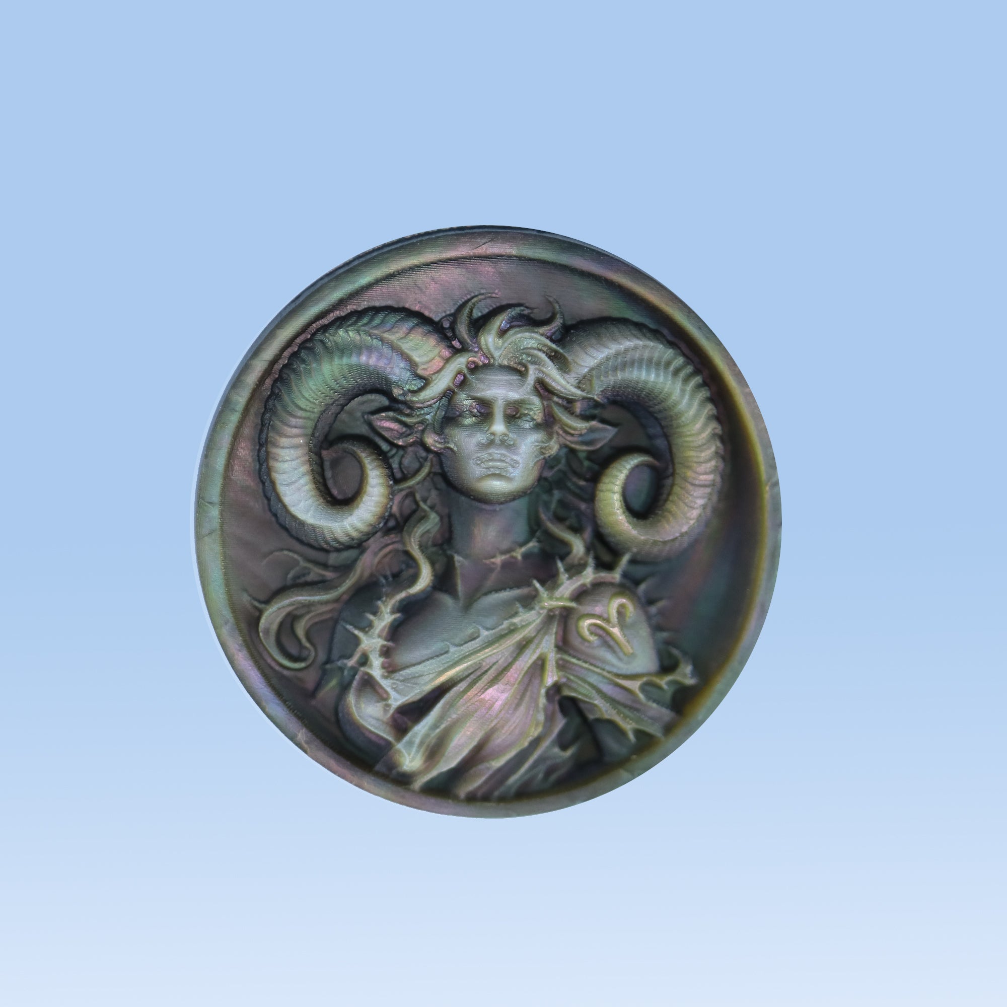 Zodiac Shell Carving Disc | Natural Black Mother of Pearl | 17mm & 20mm