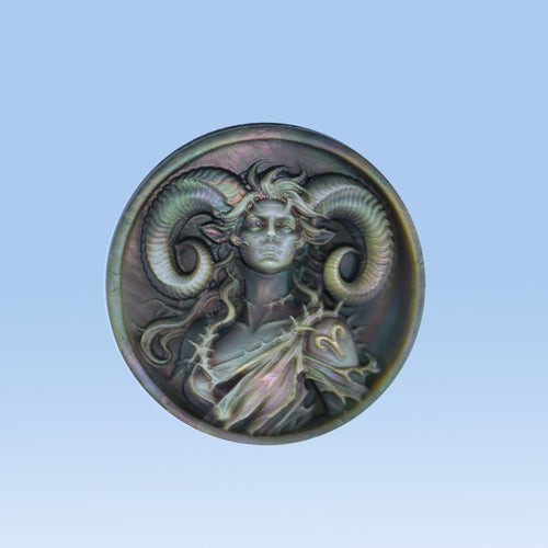 Zodiac Shell Carving Disc | Natural Black Mother of Pearl | 17mm & 20mm