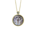 Gemini zodiac cameo necklace featuring classical Greek style mother-of-pearl shell carving and gold plated sterling silver pendant by OceanCarvingLab.