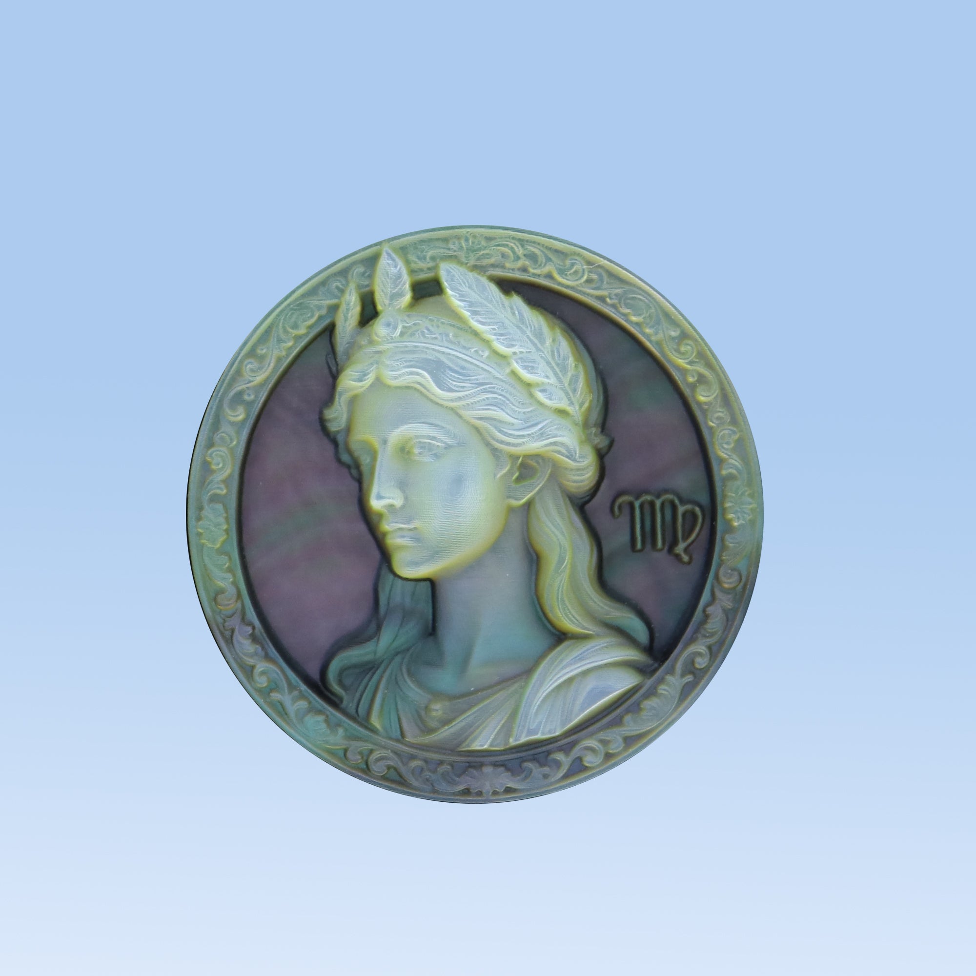 Zodiac Shell Carving Disc | Natural Black Mother of Pearl | 17mm & 20mm