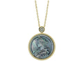 Scorpio zodiac pendant necklace with mythological cameo carving on natural mother-of-pearl shell and gold plated sterling silver chain by OceanCarvingLab.