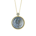 Scorpio astrology necklace featuring artistic impasto carved mother-of-pearl zodiac pendant with gold plated sterling silver chain by OceanCarvingLab.