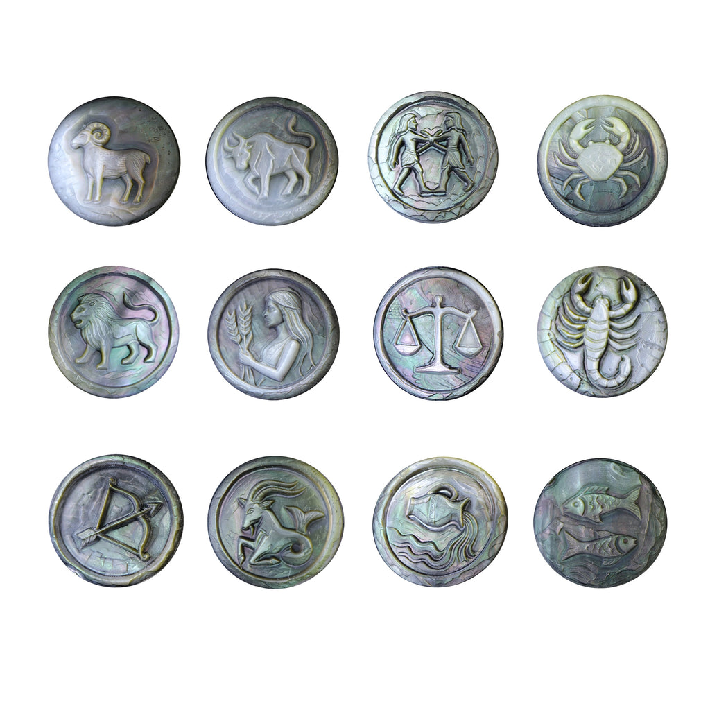 Zodiac Shell Carving Disc — Stone-Hewn Style