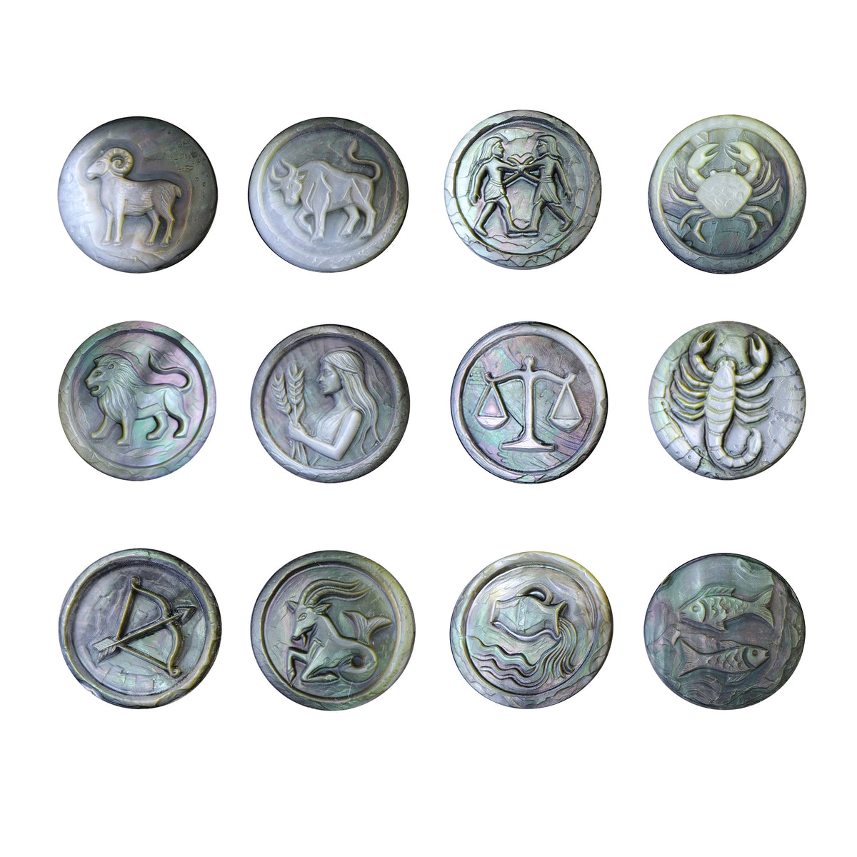 Zodiac Shell Carving Disc — Stone-Hewn Style