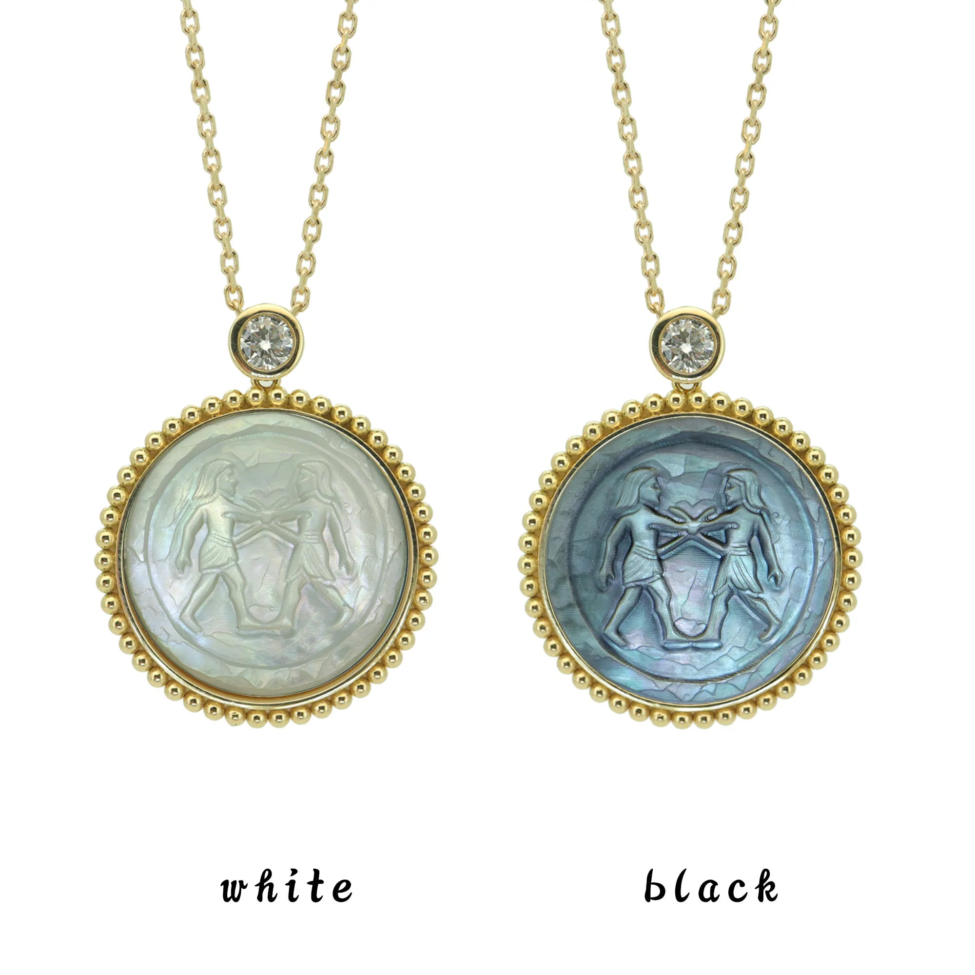 Stone-Hewn Style Zodiac Necklace-Beaded