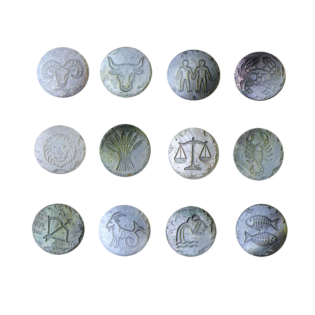 Zodiac Shell Carving Disc — Archaeological Style Series