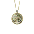 Abstract Sagittarius zodiac pendant necklace featuring artistic constellation relief carving on natural mother-of-pearl shell by OceanCarvingLab.