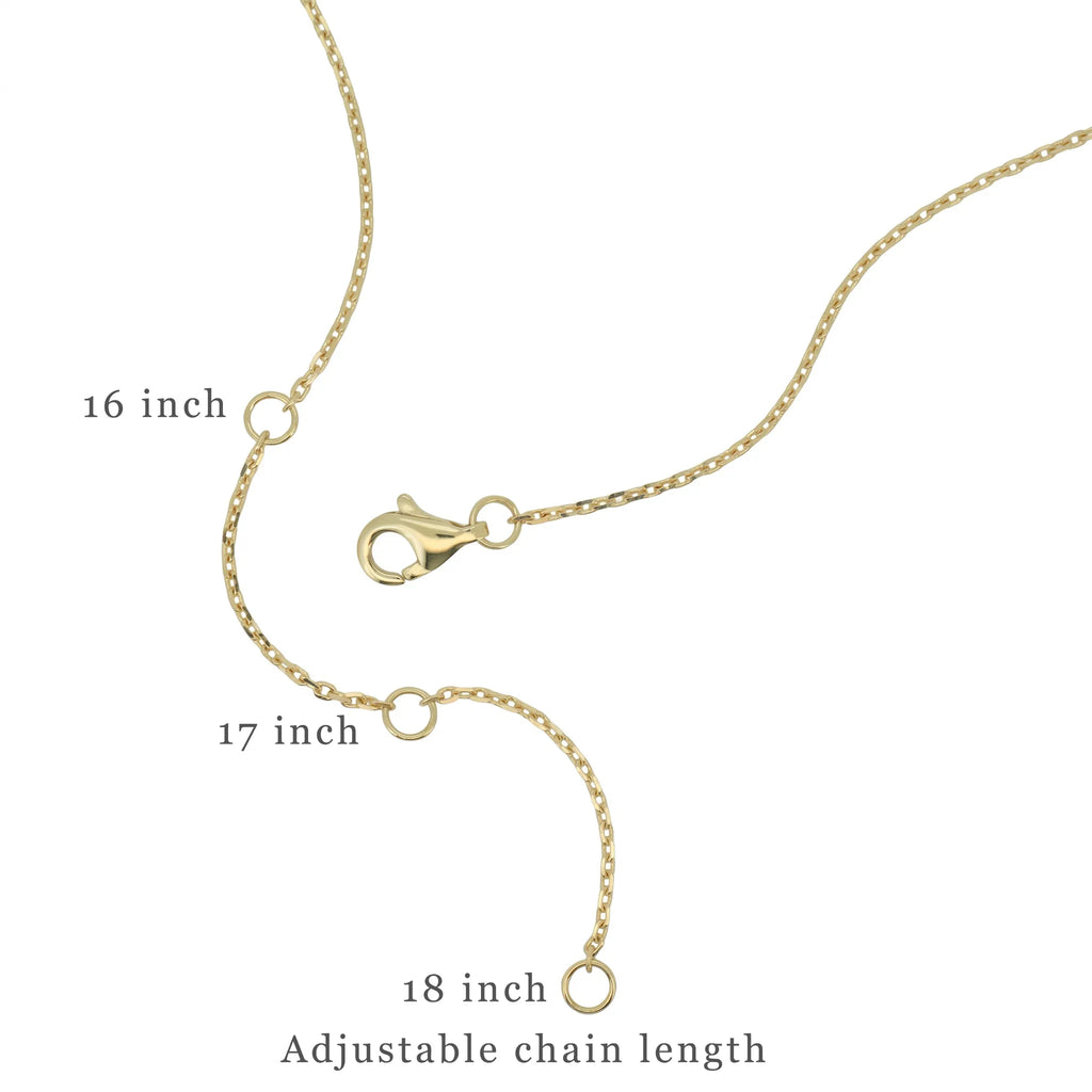 Close-up of adjustable chain and clasp for an Aries mother-of-pearl zodiac necklace