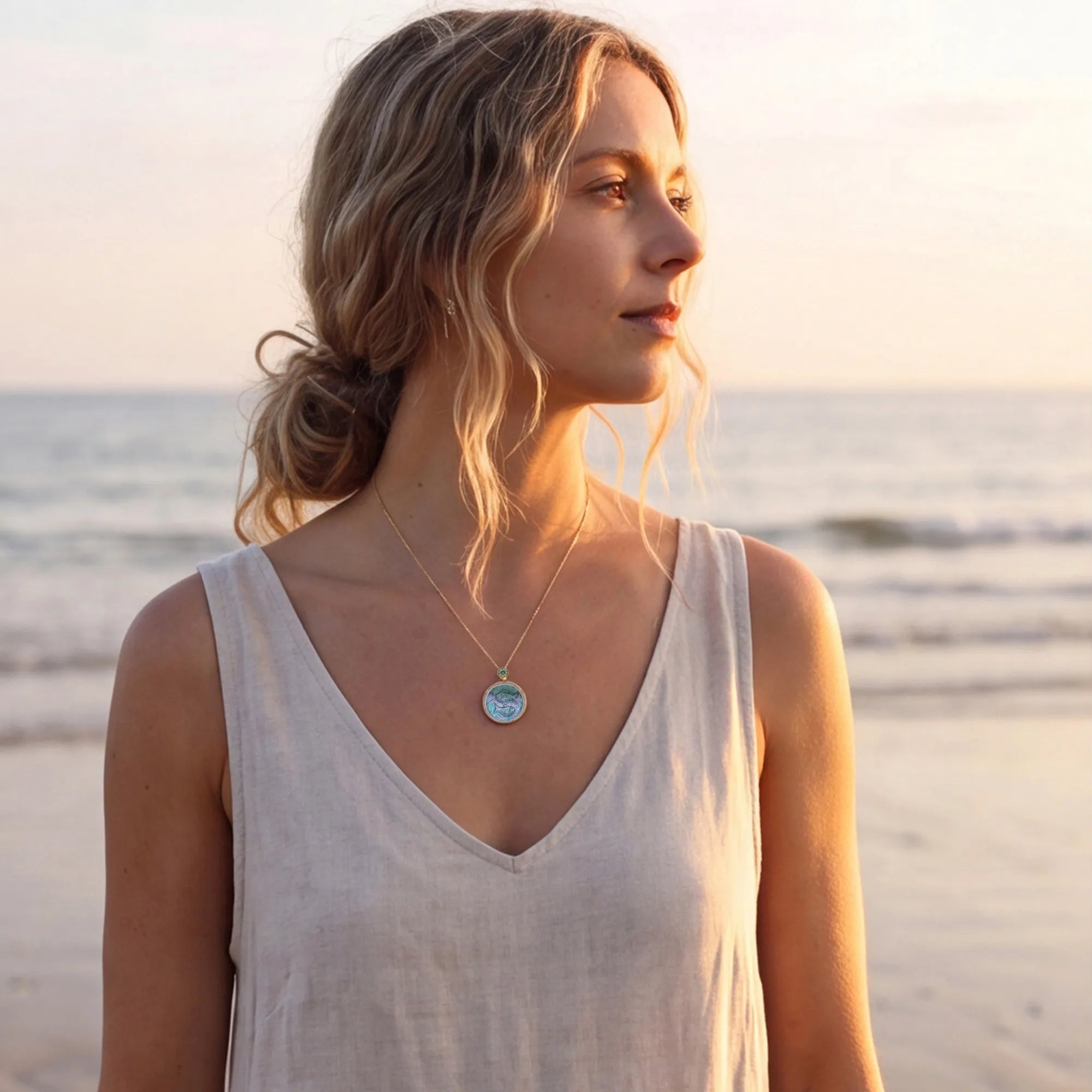 Pisces Stone-Hewn Style Zodiac Necklace-Twisted