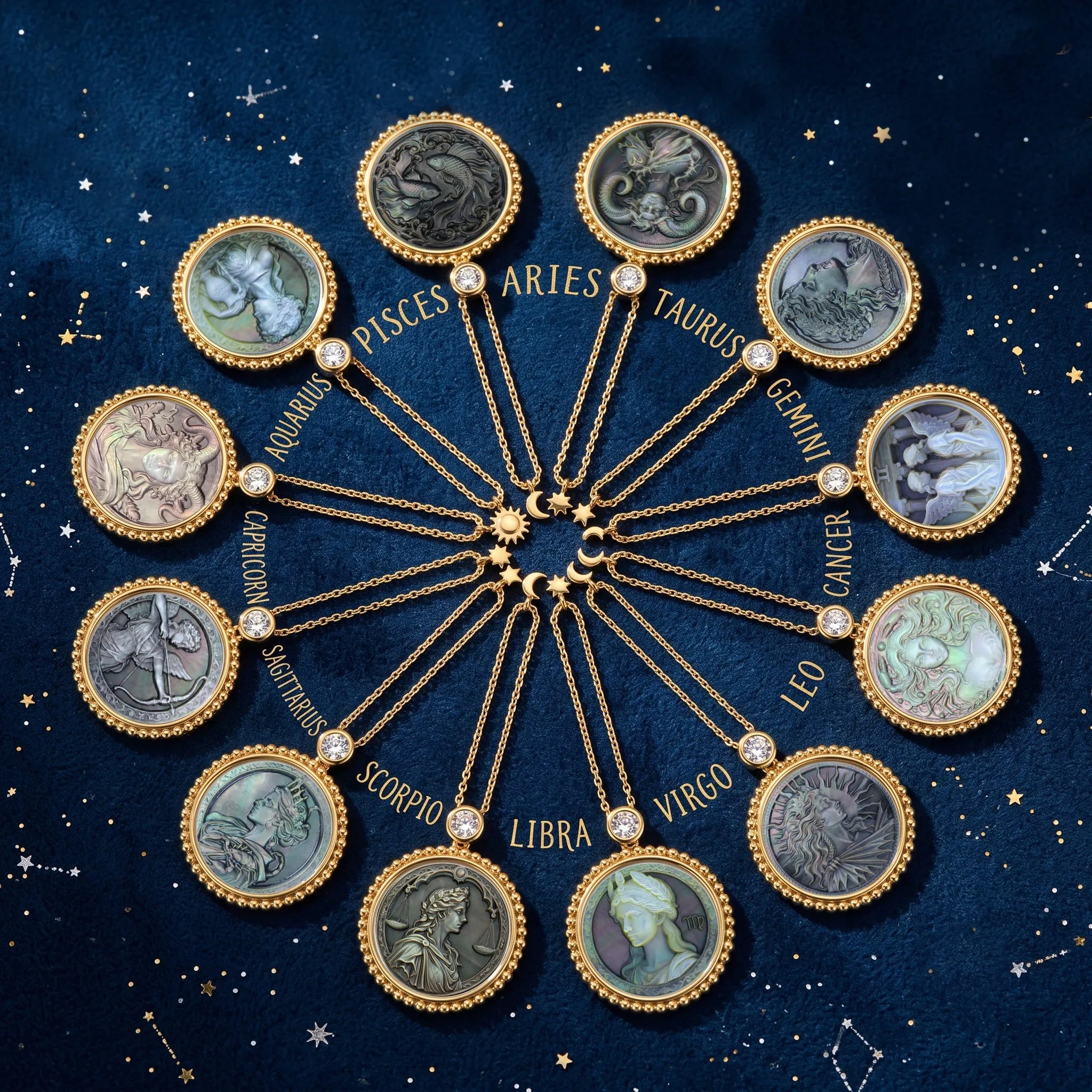 Greek Goddess Zodiac Necklace-Beaded