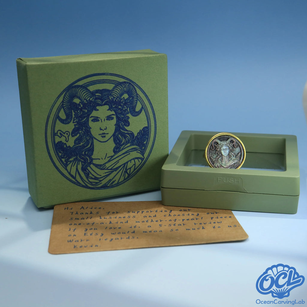 Bespoke Capricorn jewelry with manual hand-finishing and a personalized hand-written letter.