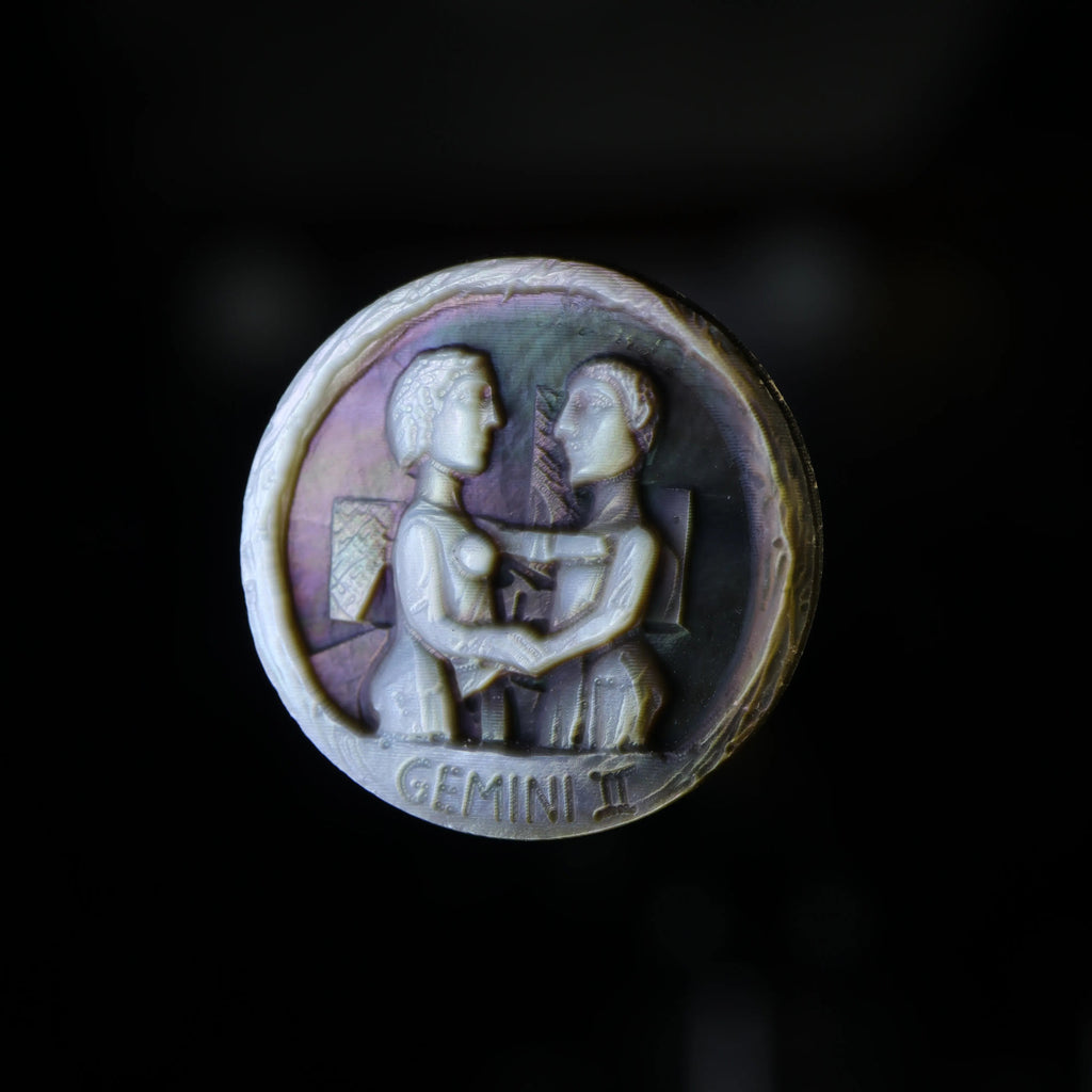 Zodiac Shell Carving Disc — Avant-Garde Abstract Style