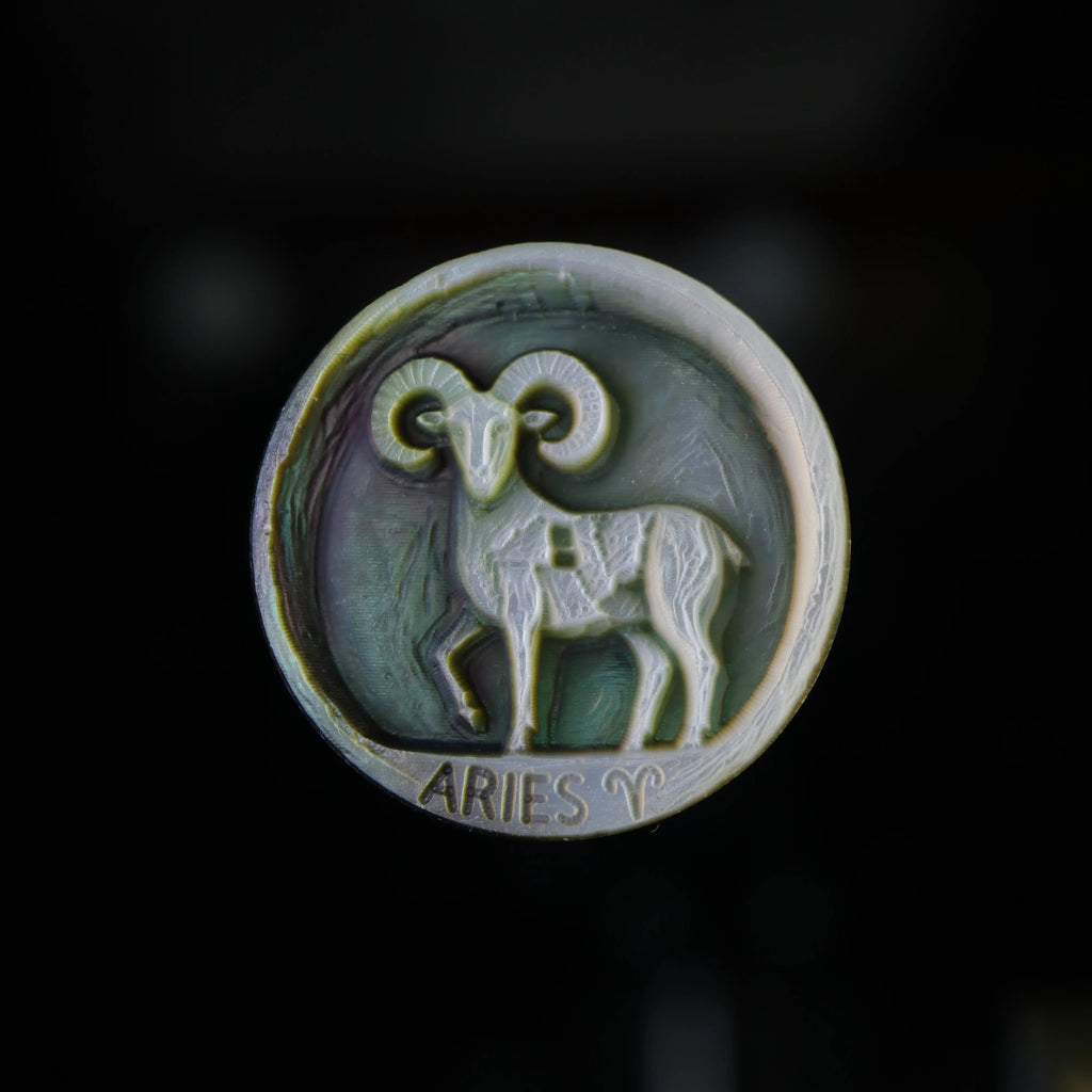 Zodiac Shell Carving Disc — Avant-Garde Abstract Style