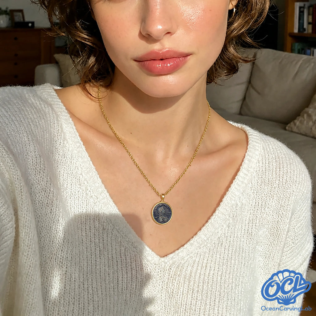 Bespoke Libra necklace process: precise CNC carving followed by expert manual setting.
