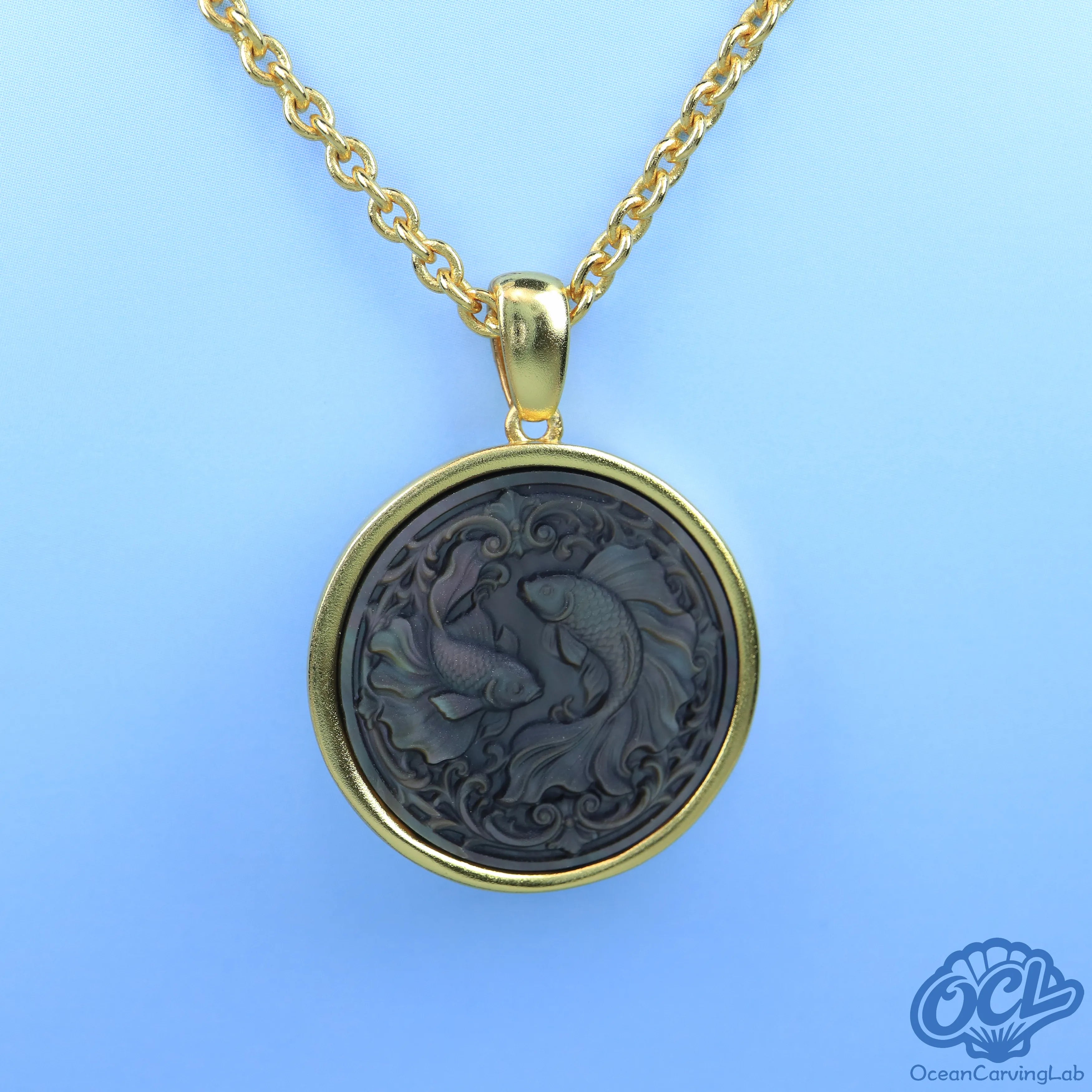 Pisces constellation necklace, 24k gold plated brass with a 20mm white mother of pearl pendant.