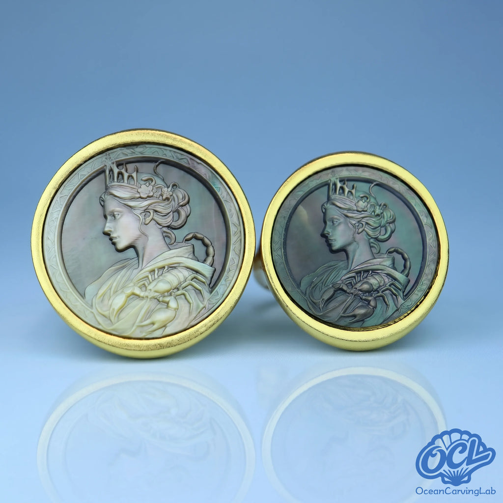 Custom Scorpio ring with hand-drawn scorpion artwork on the artisan packaging.