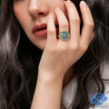 Side view of the Scorpio ring showing the detailed stinger engraving and sturdy band.