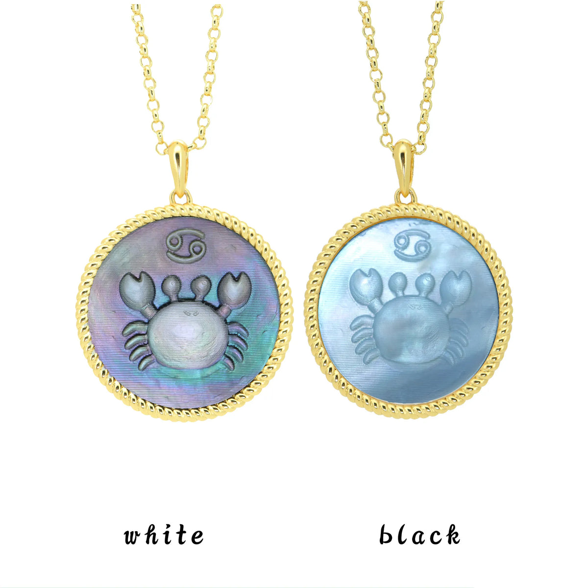 Cancer zodiac necklace with cute textured shell pendant design and gold-plated finish by OceanCarvingLab.