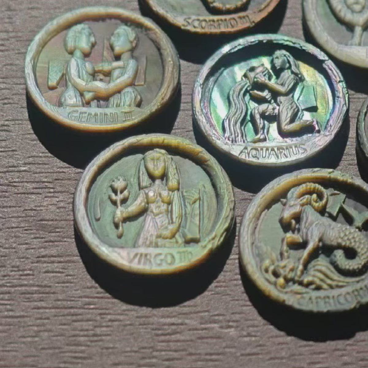 Zodiac Shell Carving Disc — Avant-Garde Abstract Style