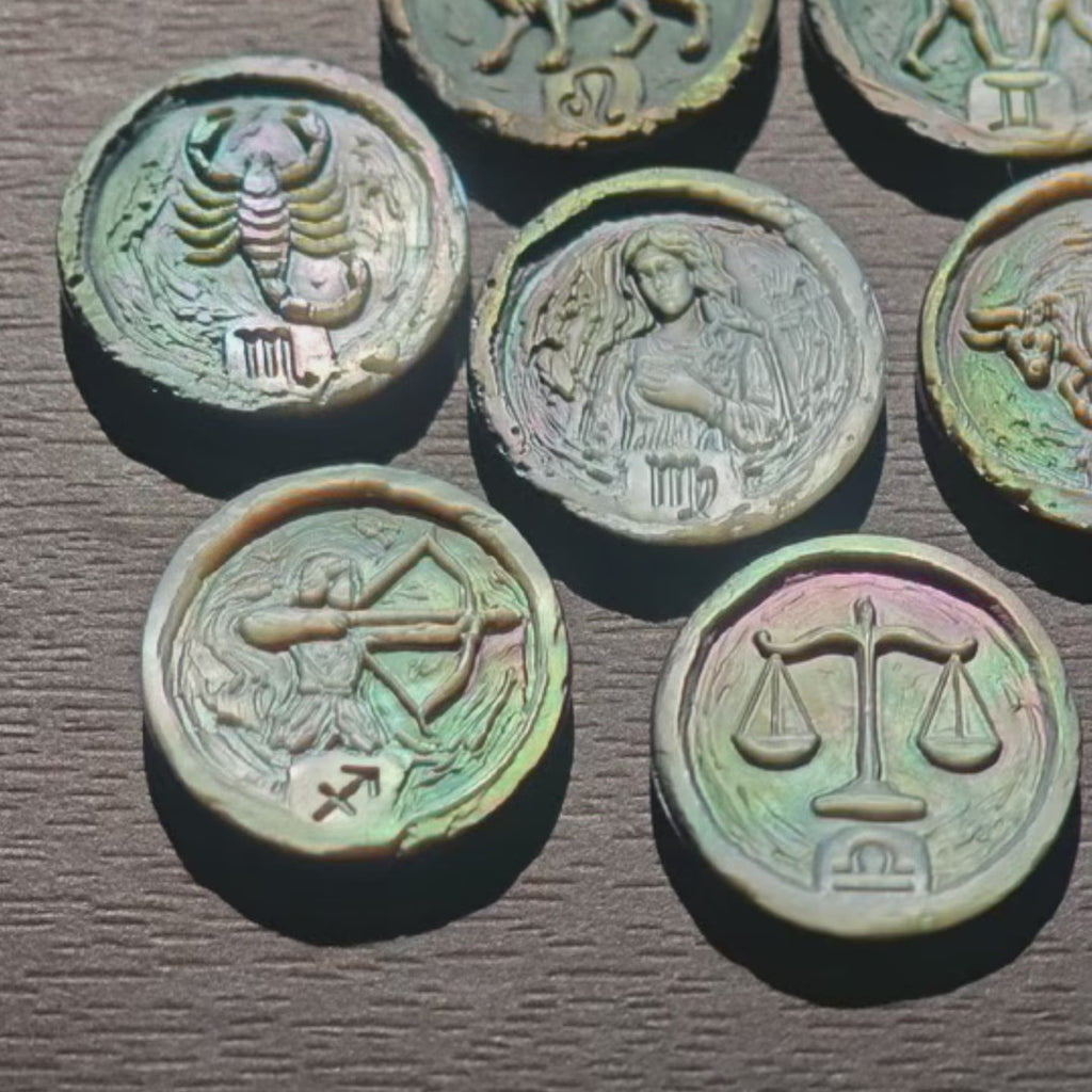 Zodiac Shell Carving Disc — Post-Impressionist Style